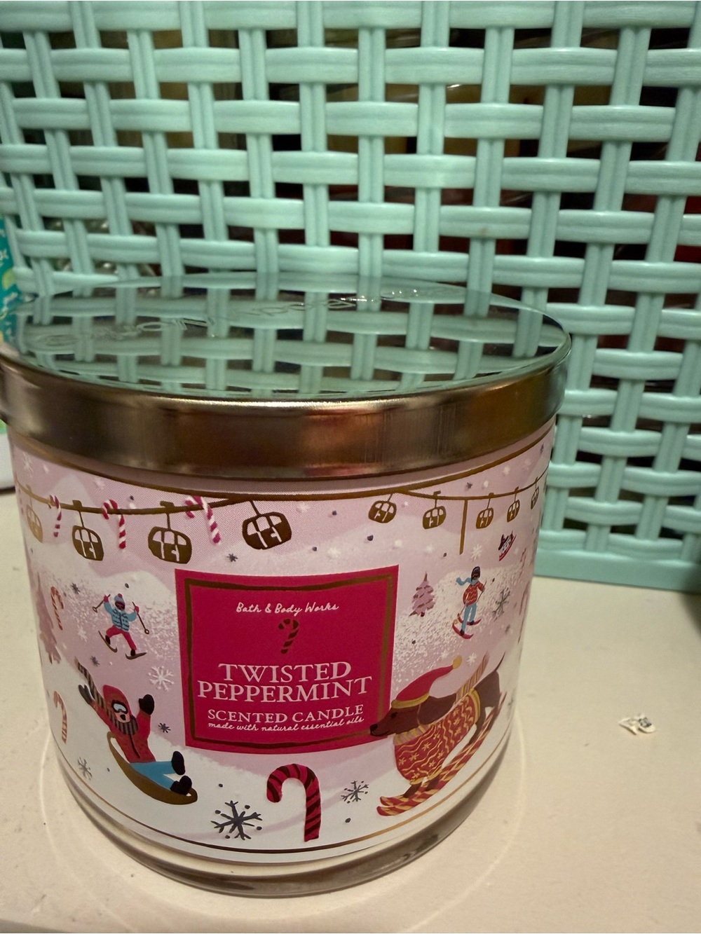 Bath & Body Works Twisted Peppermint Scented 3 wick Candle - New